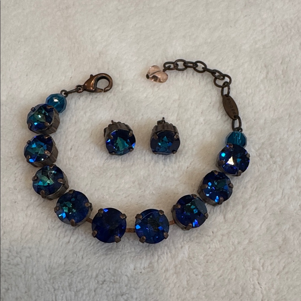 Sabika Dazzling Blue Crystal Bracelet & Earrings